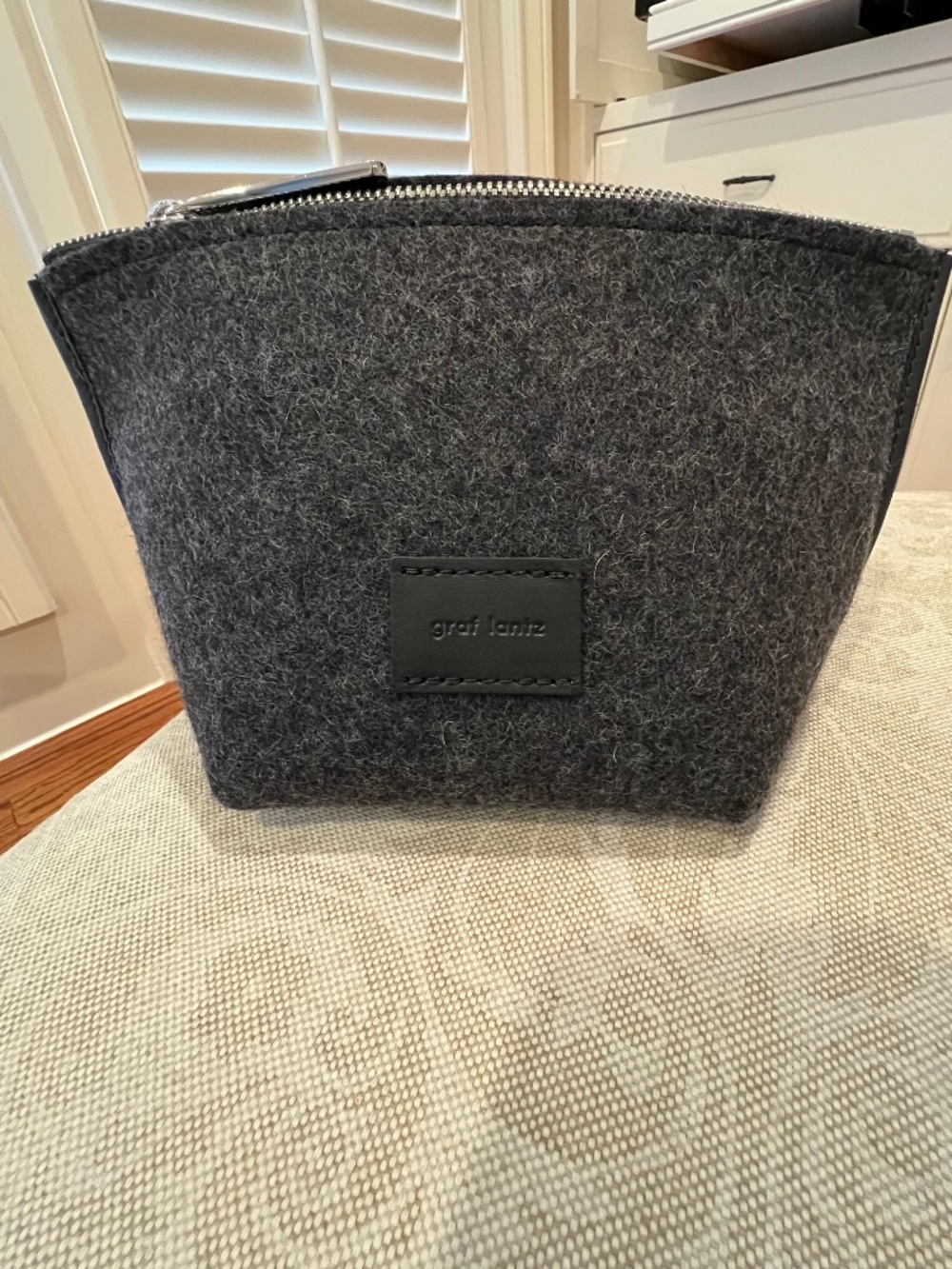Graf Lantz Hana Wool/Felt  Pouch, Charcoal Gray. NWT